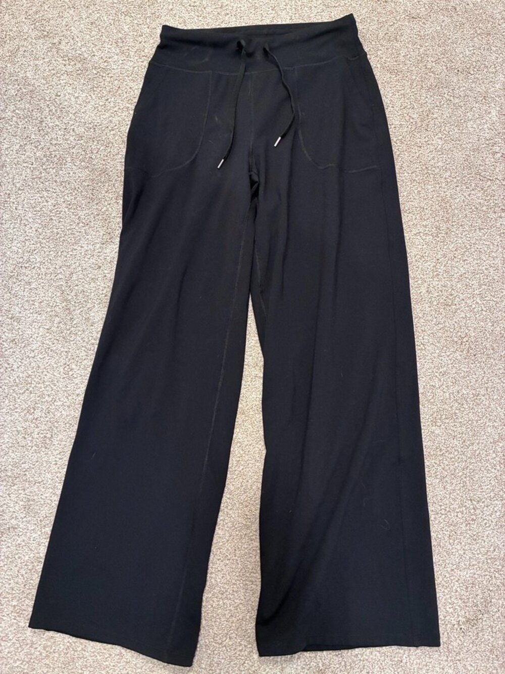 G4Free Black Wide Leg Yoga Lounge Pants Pockets 33" Inseam Women's M